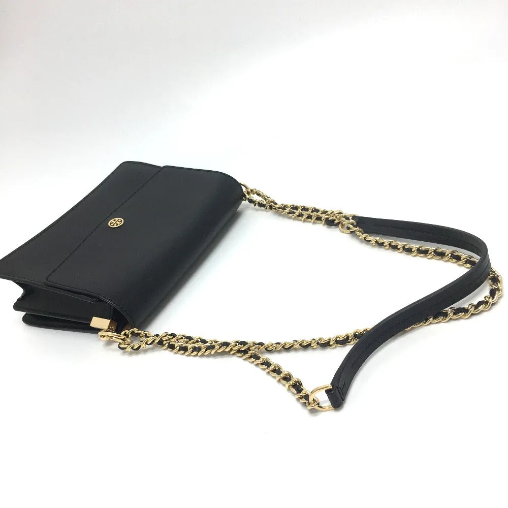 Tory Burch Shoulder Bag leather black logo Chain Women Used