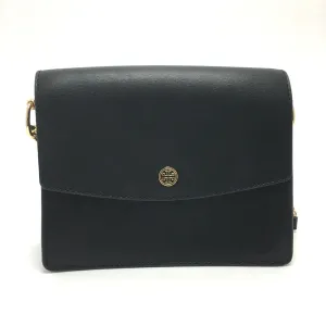 Tory Burch Shoulder Bag leather black logo Chain Women Used