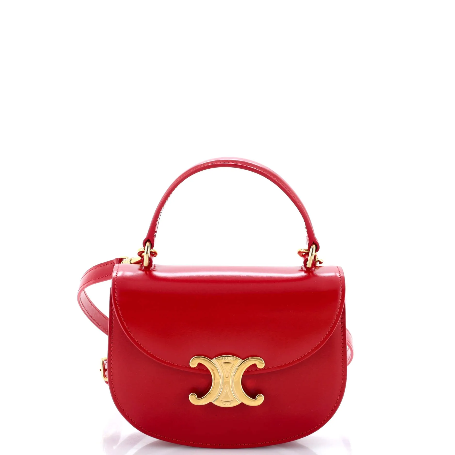 Triomphe Besace Clea Top Handle Flap Bag Leather Mini