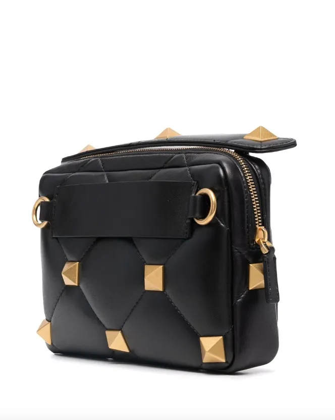 Valentino Garavani Roman Stud diamond-quilted clutch bag