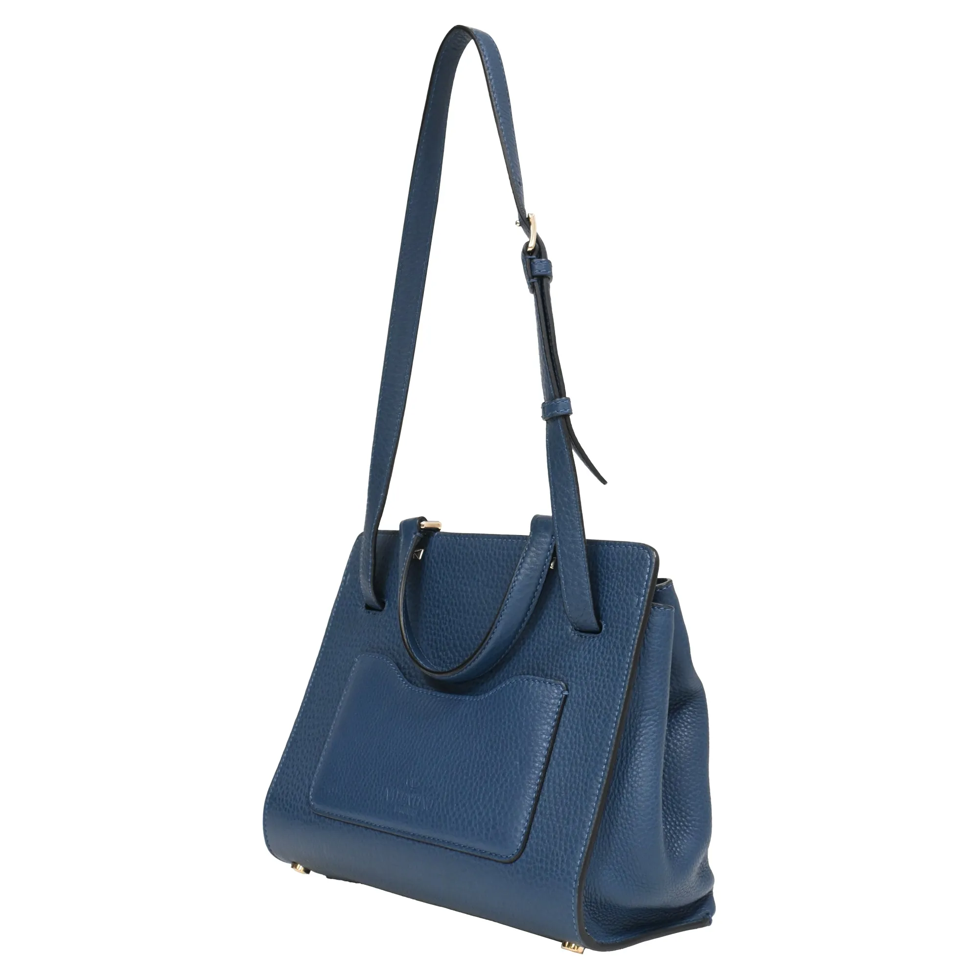 Valentino Joylock Textured-Shoulder Bag In Blue Leather
