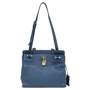Valentino Joylock Textured-Shoulder Bag In Blue Leather