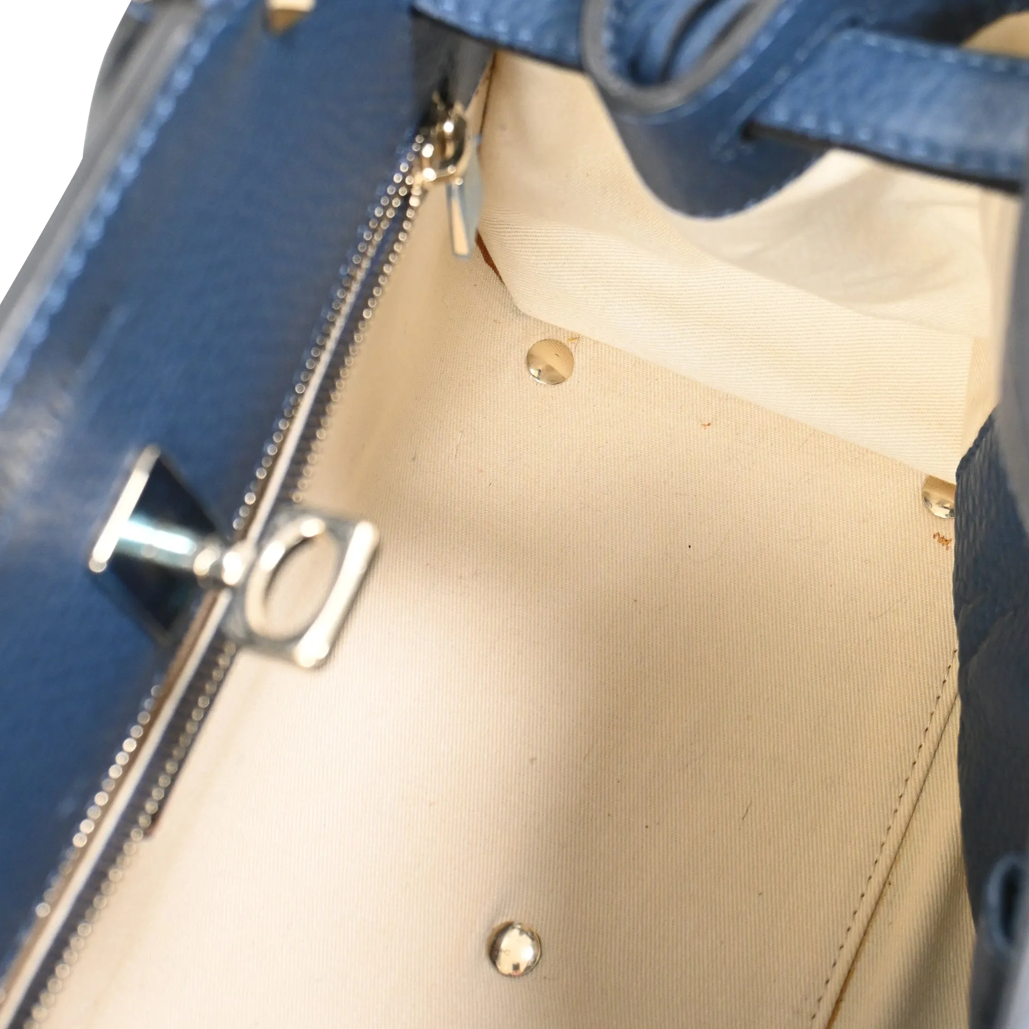 Valentino Joylock Textured-Shoulder Bag In Blue Leather