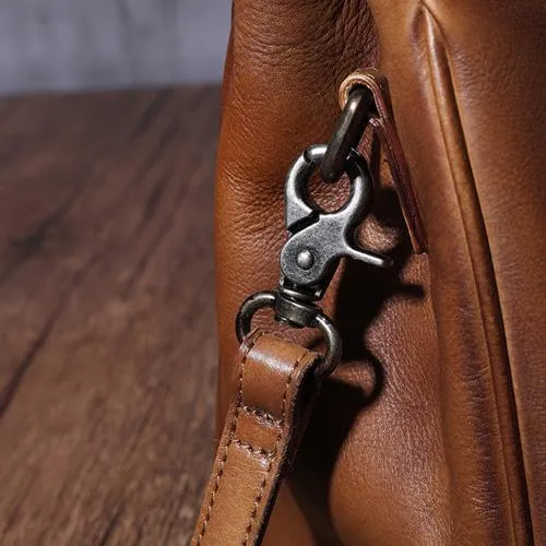 Vintage Brown Ladies Leather Handbag Purse Red Work Handbag Shoulder Purse for Women