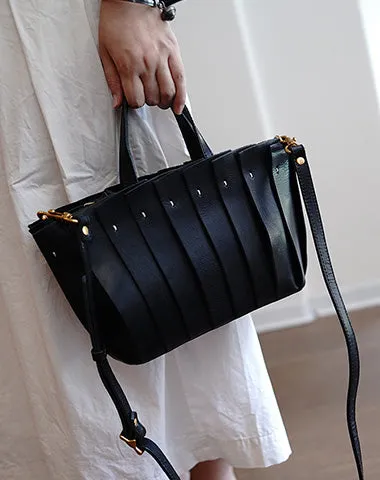 Vintage Brown Leather Splicing Handbag Tote Women Handmade Tote Shoulder Bag for Women