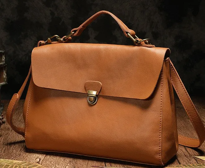 Vintage Fashion Leather Brown Black Handbag Shoulder Bag Work Purse For Women