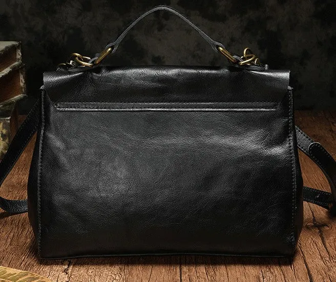 Vintage Fashion Leather Brown Black Handbag Shoulder Bag Work Purse For Women