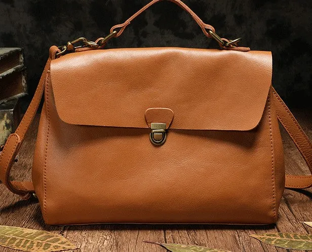 Vintage Fashion Leather Brown Black Handbag Shoulder Bag Work Purse For Women