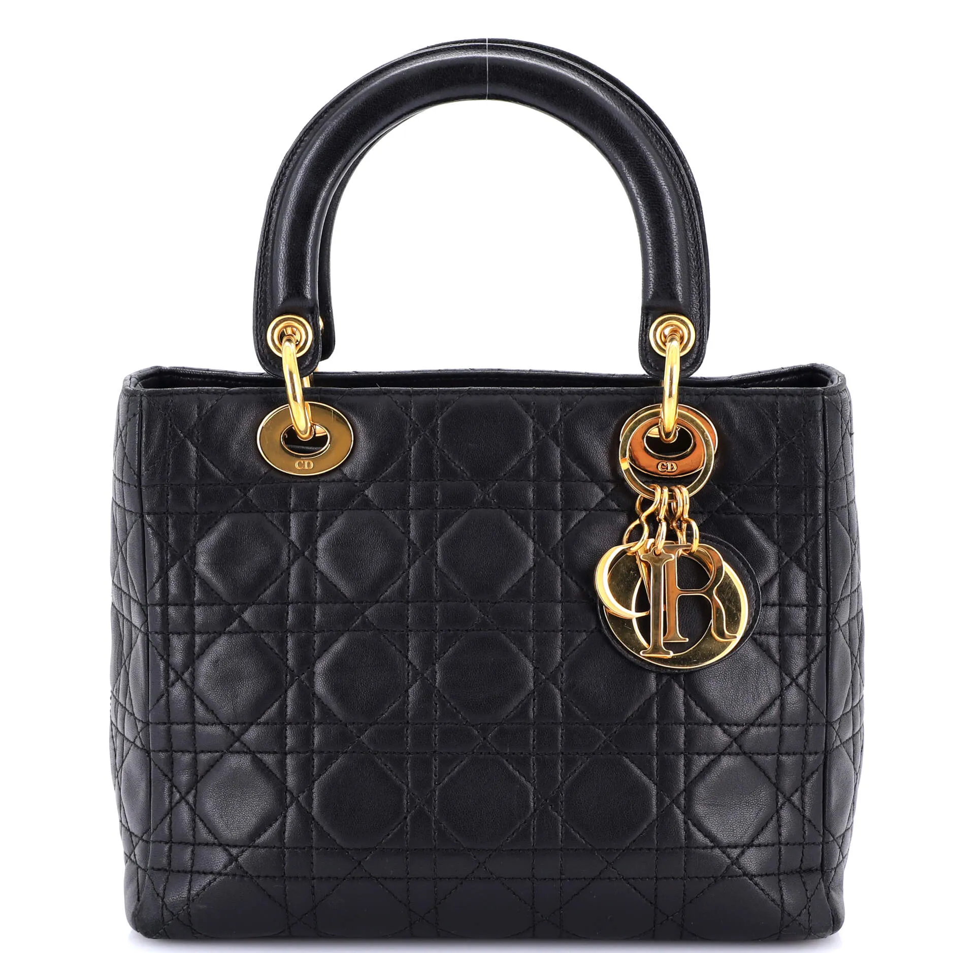Vintage Lady Dior Bag Cannage Quilt Lambskin Medium