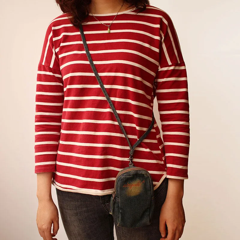 Vintage Womens Denim Mini Pouch with Shoulder Strap Denim Small Phone Purse for Women