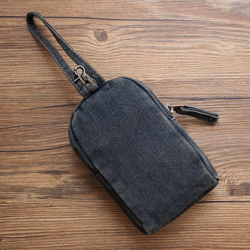 Vintage Womens Denim Mini Pouch with Shoulder Strap Denim Small Phone Purse for Women