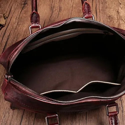 Vintage Womens Red Leather Handbag Purses Shoulder Handbag Purse Vintage Style Handbags for Ladies