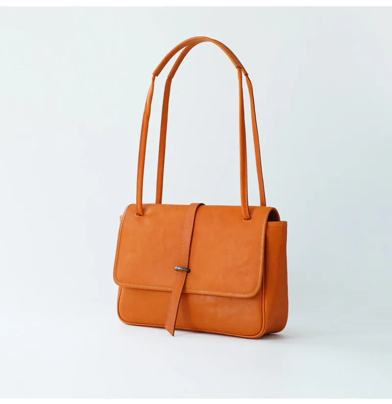 Womens Coffee Leather Shoulder Purse Vintage Flip Commuting Bag for Ladies