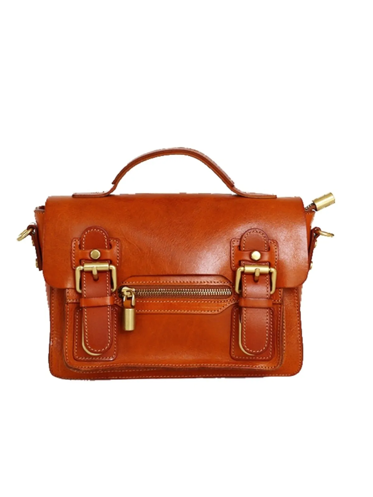 Womens Coffee Small Leather Satchel Crossbody Bag Vintage School Handbag Shoulder Bag for Ladies