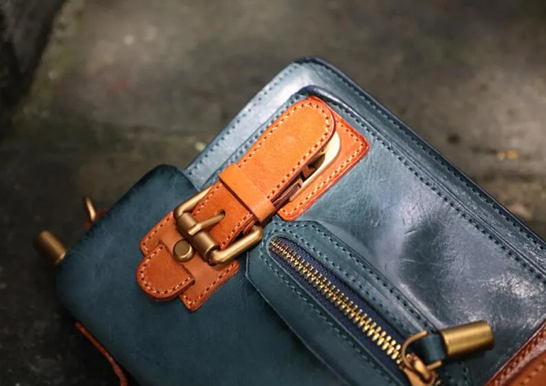 Womens Coffee Small Leather Satchel Crossbody Bag Vintage School Handbag Shoulder Bag for Ladies
