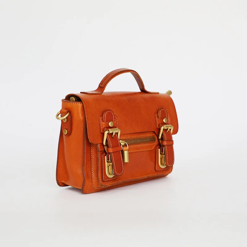 Womens Coffee Small Leather Satchel Crossbody Bag Vintage School Handbag Shoulder Bag for Ladies