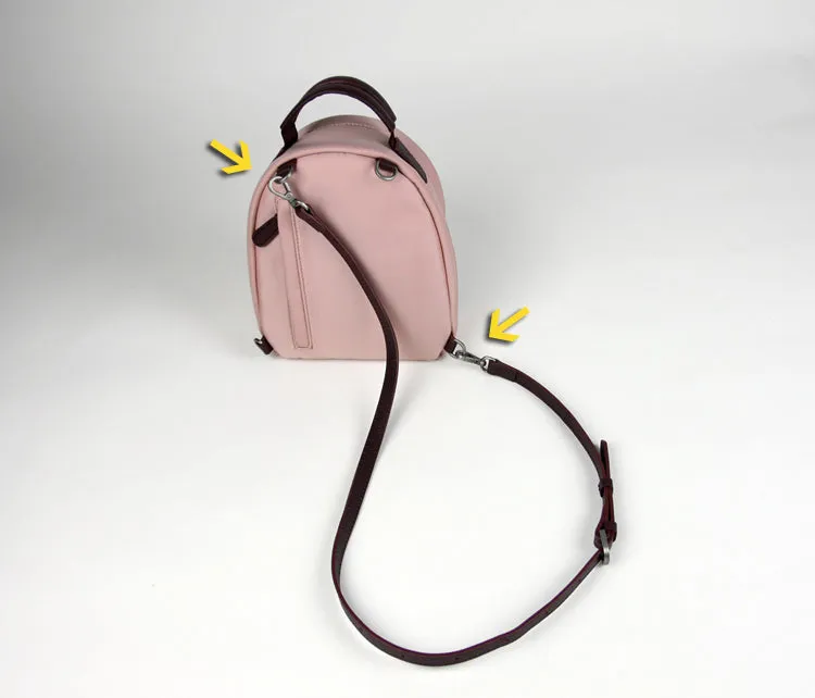 Womens Nylon Small Backpack Purse Pink Convertible Crossbody Bag Nylon Backpack Shoulder Bag for Ladies