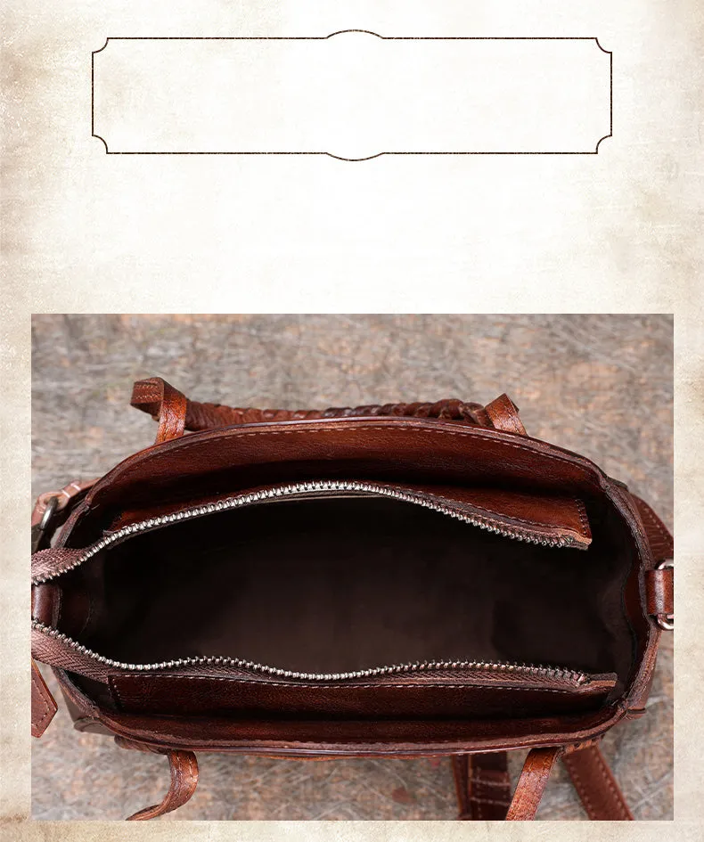 Womens Purple Leather Round Handbag Purses with Tassels Vintage Handmade Round Shoulder Bag Crossbody Handbag for Women