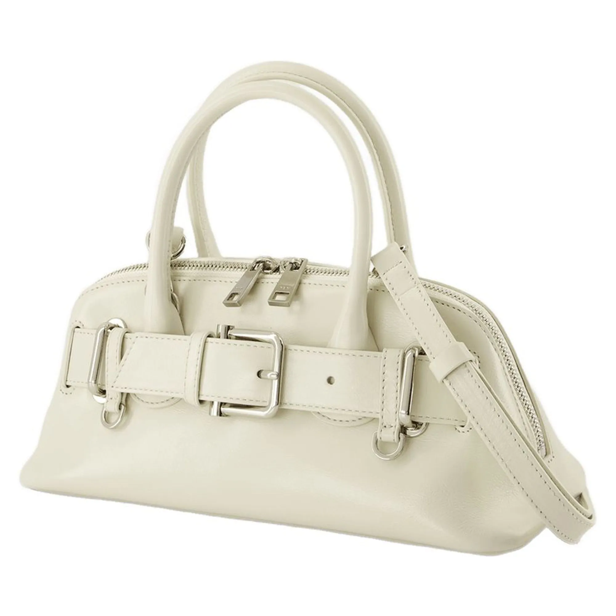 Zip Brocle Mini Shoulder Bag - Osoi - Leather - Cream